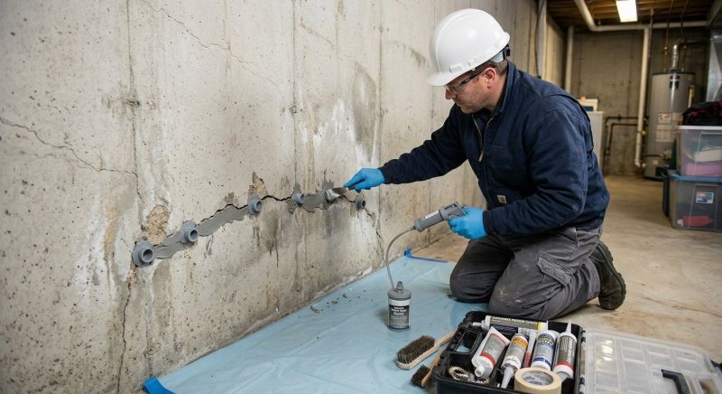 Basement Crack Repair in Johnston County, NC