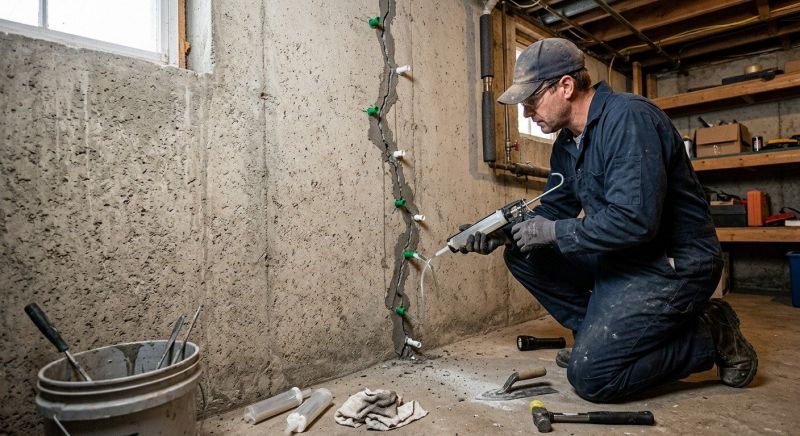 Cracked Basement Floor Repair in Johnston County, NC