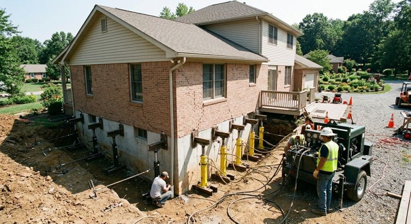 Sinking Foundation Lifting in Johnston County, NC